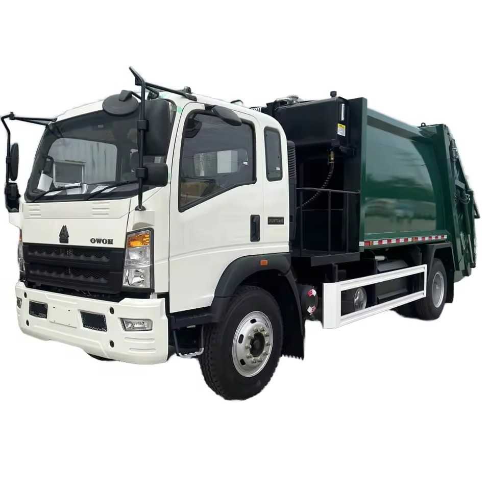 HOWO 10-Kubik Kapasiti Terkompres Sampah Truk Bahan Bakar Diesel Penghantaran Manual Euro 5 Tangan K