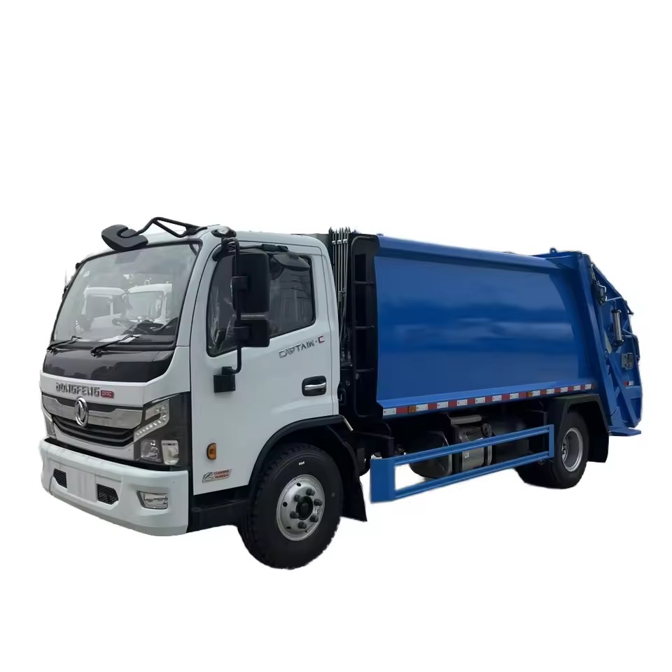 Dongfeng 4x2 Diesel Waste Compactor Truck 7 CBM Kapasiti 240L 660 L Sampah Biru Boleh Sampah