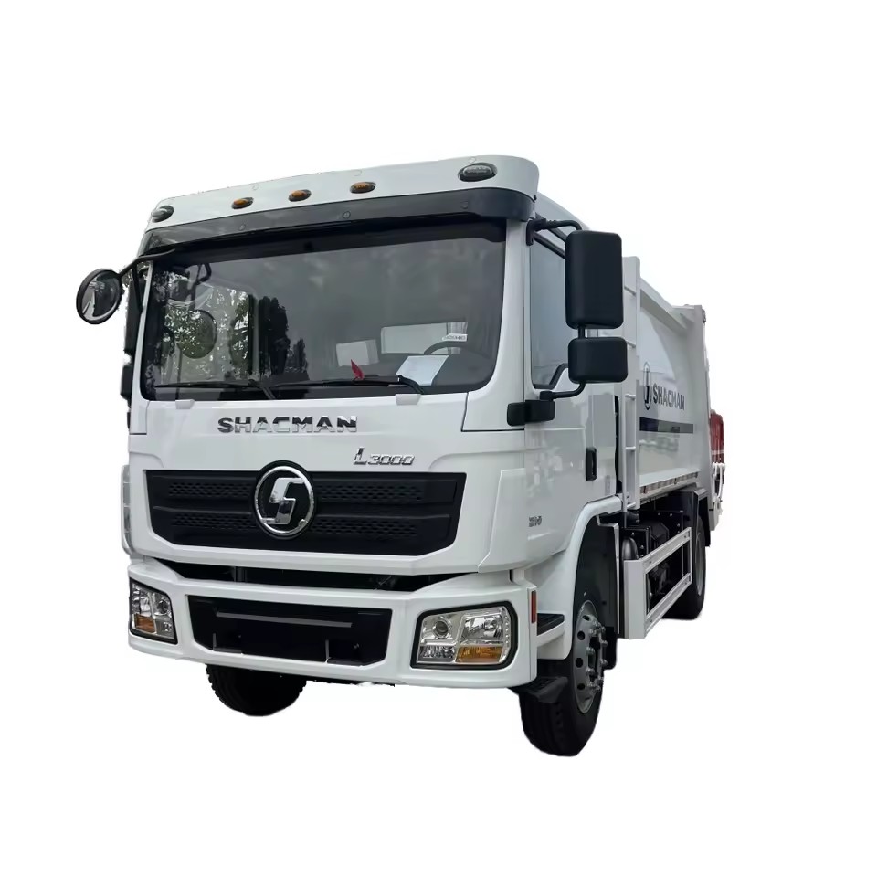 Shacman 4x2 Belakang Loader Compactor Sampah Boleh Manual Diesel Sampah Trak Komponen Teras Termasuk