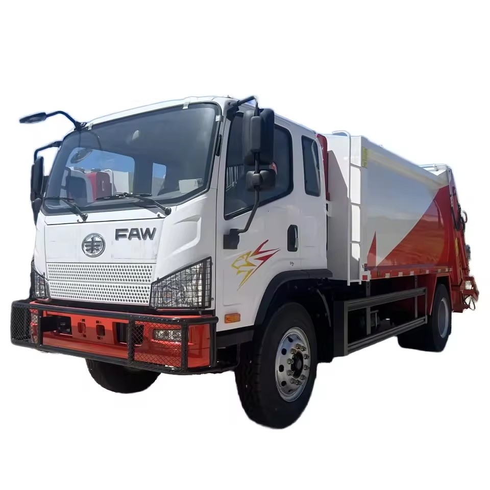 FAW Compaction Sampah Truck 8-12 Ton Dengan Sistem Hidraulik Untuk Pengurusan Sisa