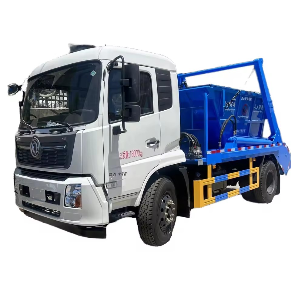 Dongfeng 4X2 Swing Arm Sampah Truck  8-12 CBM Kapasiti  CE / GOST Certified