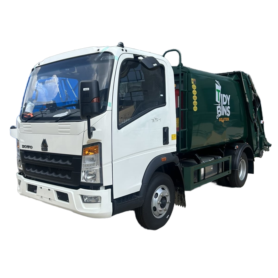 HOWO 5 CBM Loading Rear Refuse Truck , Kendaraan Pengumpulan Sampah Terkompres , Euro 4 Diesel , Unt