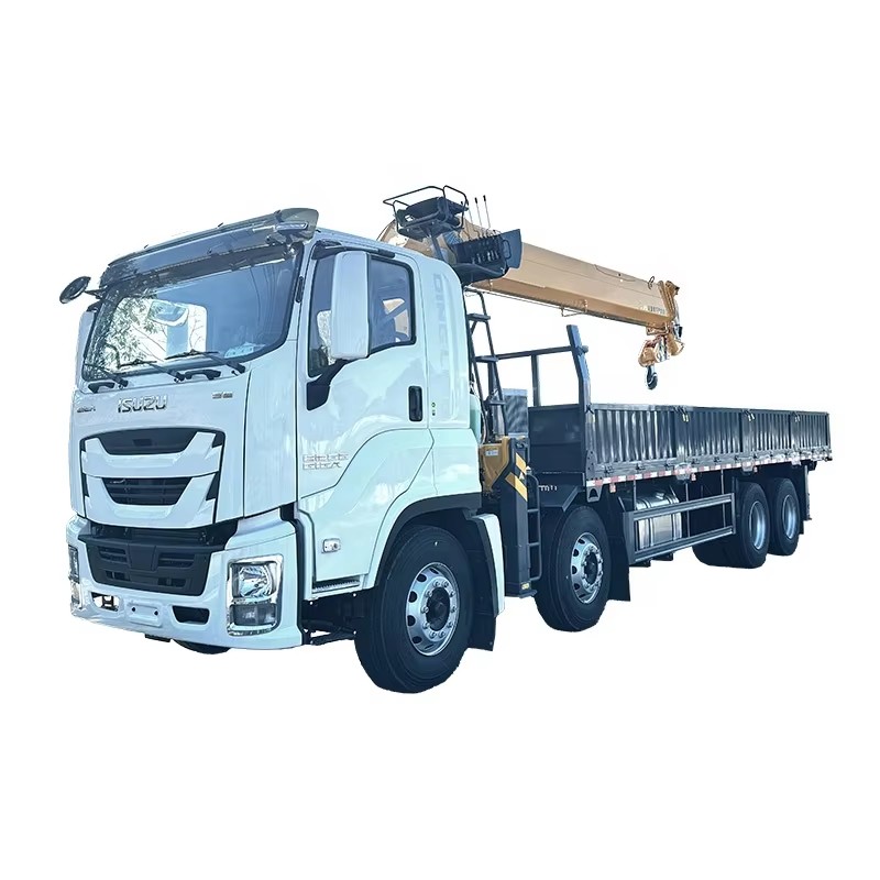 1SUZU GIGA 8x4 Truk Crane Mounted 12 Ton Teleskopik Knuckle Boom Crane Untuk Dijual