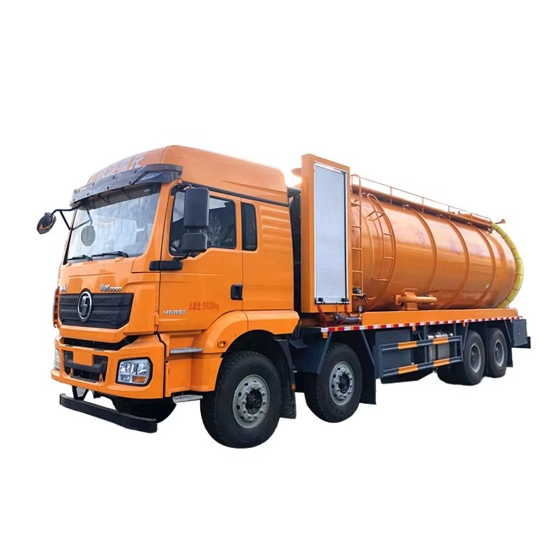 Shacman 33000L Tekanan Tinggi Vacuum Sewage Suction Cleaning Truck Dengan Clearing Reel