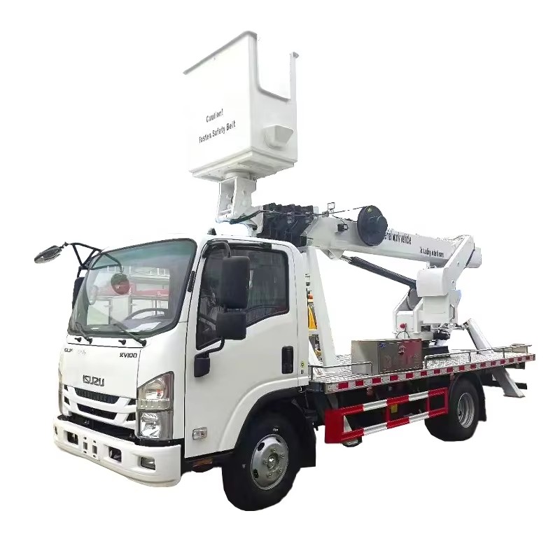 1SUZU ELF KV100 Trak Platform Kerja Udara 13m Trak Baldi Untuk Mengangkat
