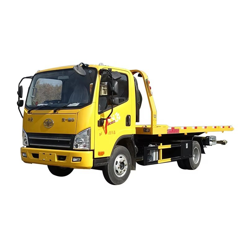 FAW 5 Ton Flatbed Towing Wrecker Truck 4x2 Road Wrecker Truck Untuk Penyelamatan Kenderaan