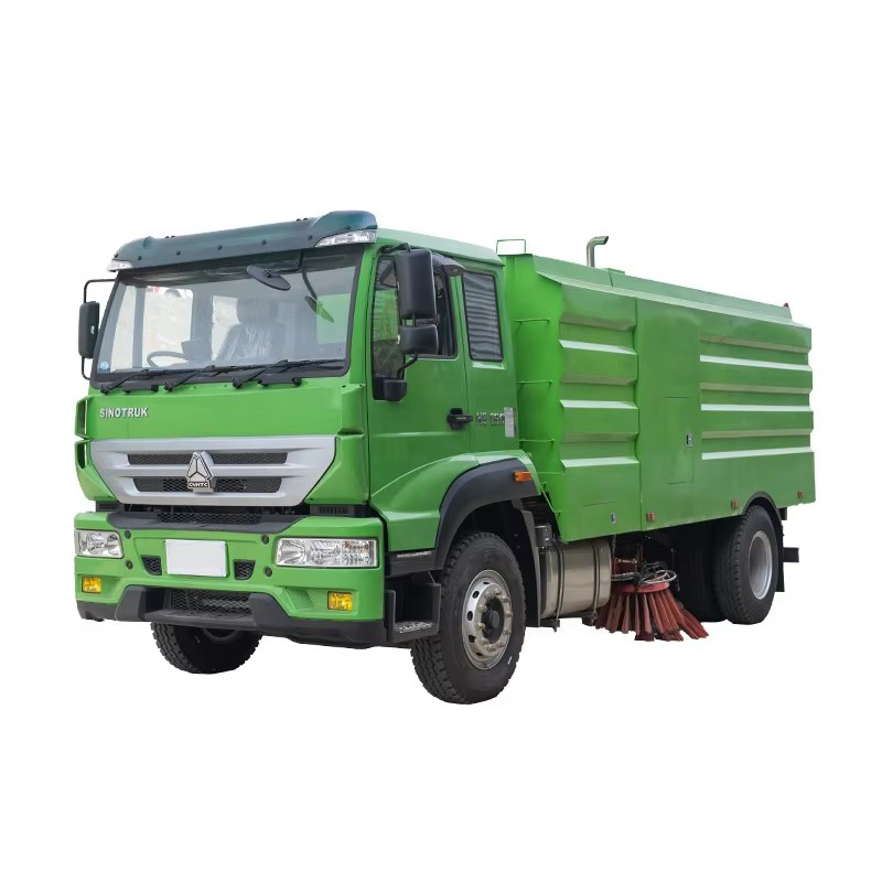 Howo 8000 Liter Vacuum Road Sweeper Truck Tekanan Tinggi Truk Pembersihan Jalan Untuk Jalan Bandar D