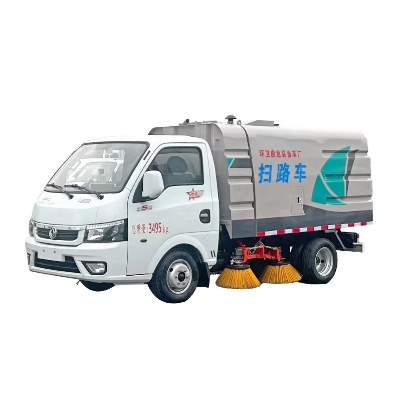 Dongfeng Mini Vacuum Road Sweeper Truck 2000L Truk Pembersihan Jalan Untuk Jalan Bandar Dan Lapangan
