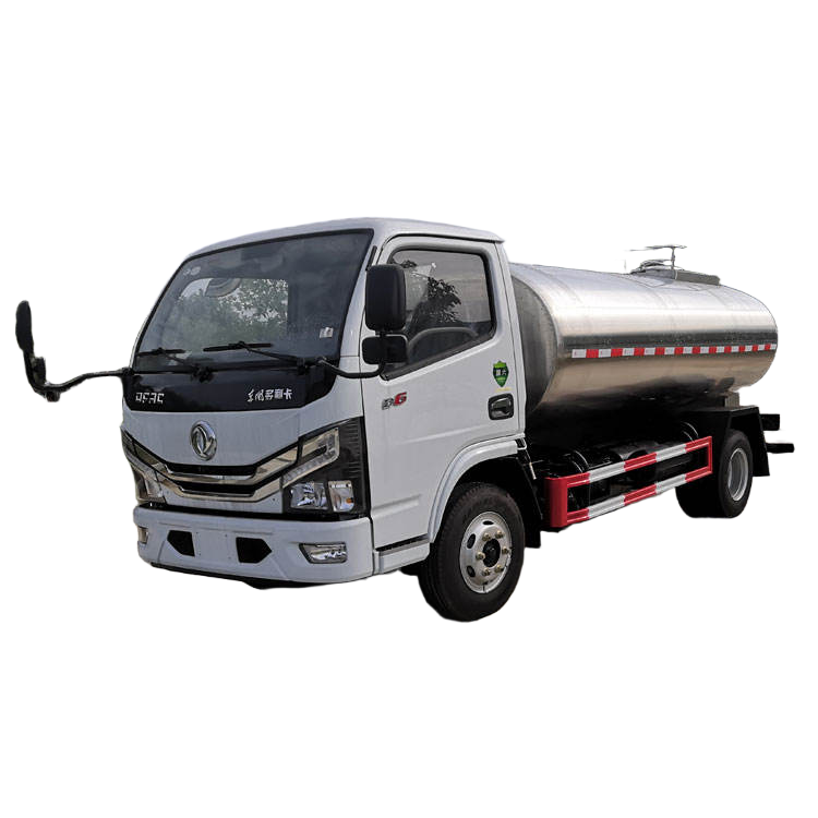 Baru Dongfeng Keluli Tahan Karat 82HP Susu Tangki Trak Dengan Makanan Cecair 5cbm Susu Tangki Trak
