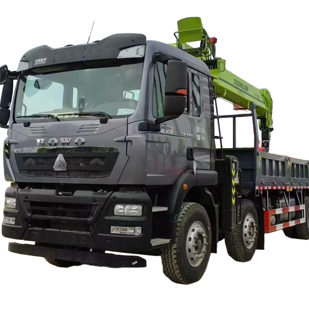 Sinotruk Howo 8x4 Crane Mudah Alih 14 Ton Teleskopik Knuckle Boom Dengan Tinggi Angkat 16m Berkesan 