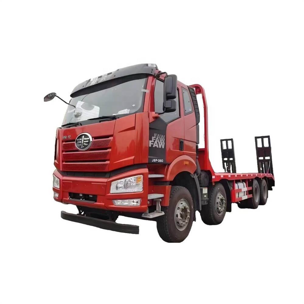 Tugas Berat FAW 8x4 20 Kaki Bekas Trak Datar Dengan Tangga Belakang Untuk Dijual