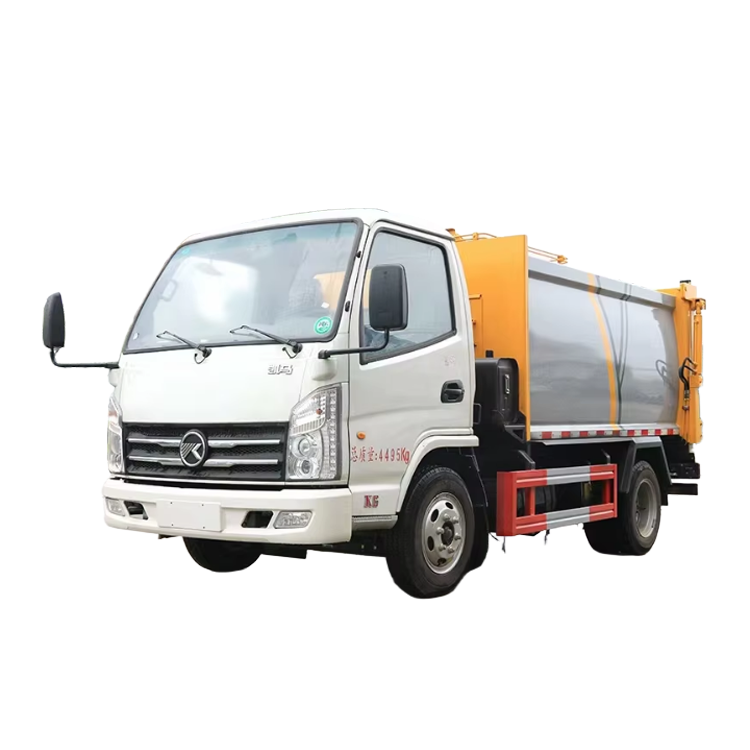 KAMA 3CBM Kompak Diesel Sampah Truk Kebocoran-Bukti Enjin Side-Loading Reka Bentuk Pemampatan Manual