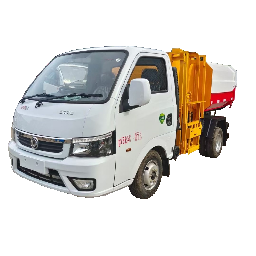 Dongfeng 5CBM Diesel Engine Compact Side-Loading Compression Sampah Truck Manual Loader Belakang Ban
