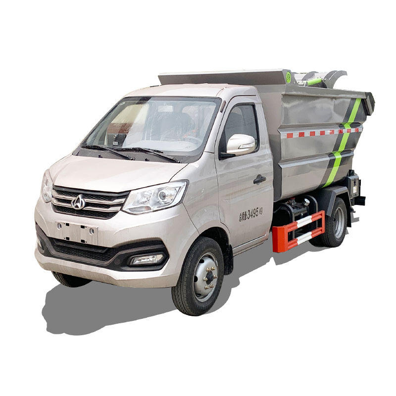 Changan Tinggi Kebersihan Diesel Sampah Pembersihan Trak Belakang Gantung Baldi Plc Satu Klik Operas