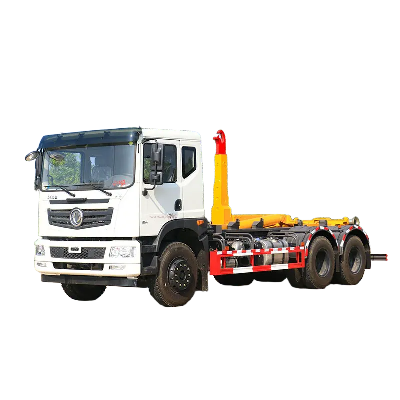 Dongfeng Kecekapan Tinggi 14-persegi Cangkuk Lengan Sampah Trak 4x2 / 4x4 Roda Pemandu Manual Jauh T