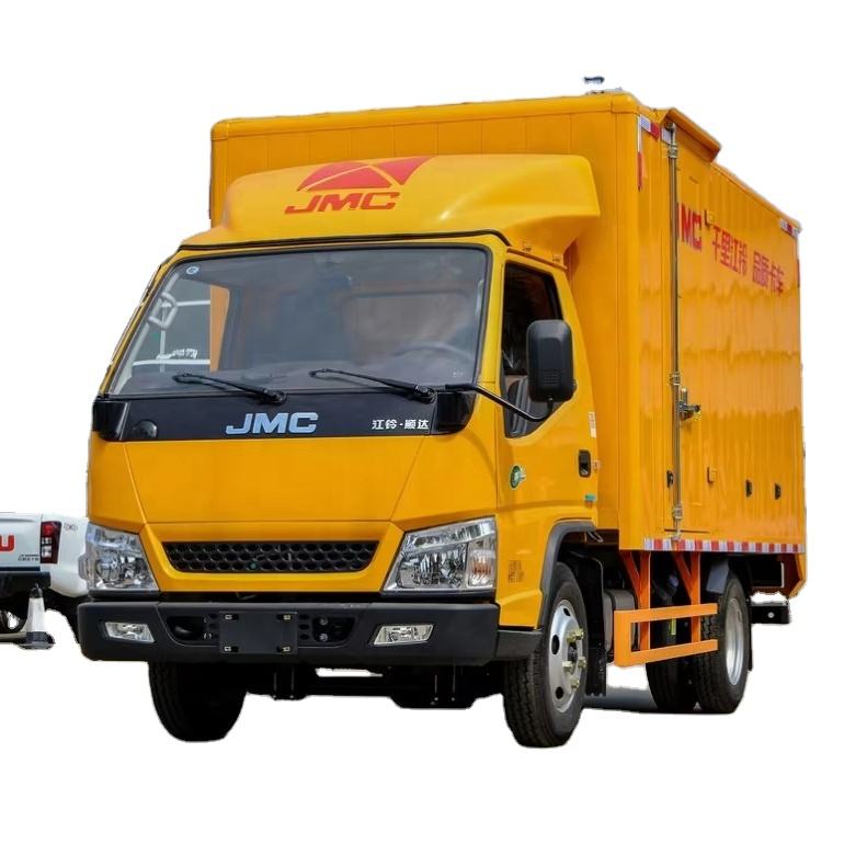 Baru 4x2 JMC Van Cargo Truck 3-5 Ton Diesel Box Truck Left Steering Light Truck Untuk Dijual