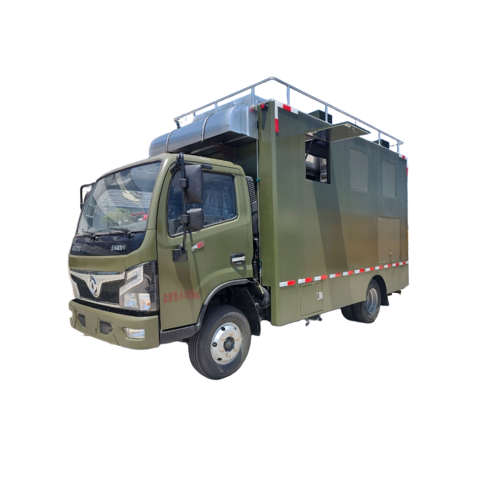 Dongfeng Dapur Mudah Alih Kereta Makanan Cepat Pizza Taco Trailer Makanan BBQ Trak Makanan Untuk Dij
