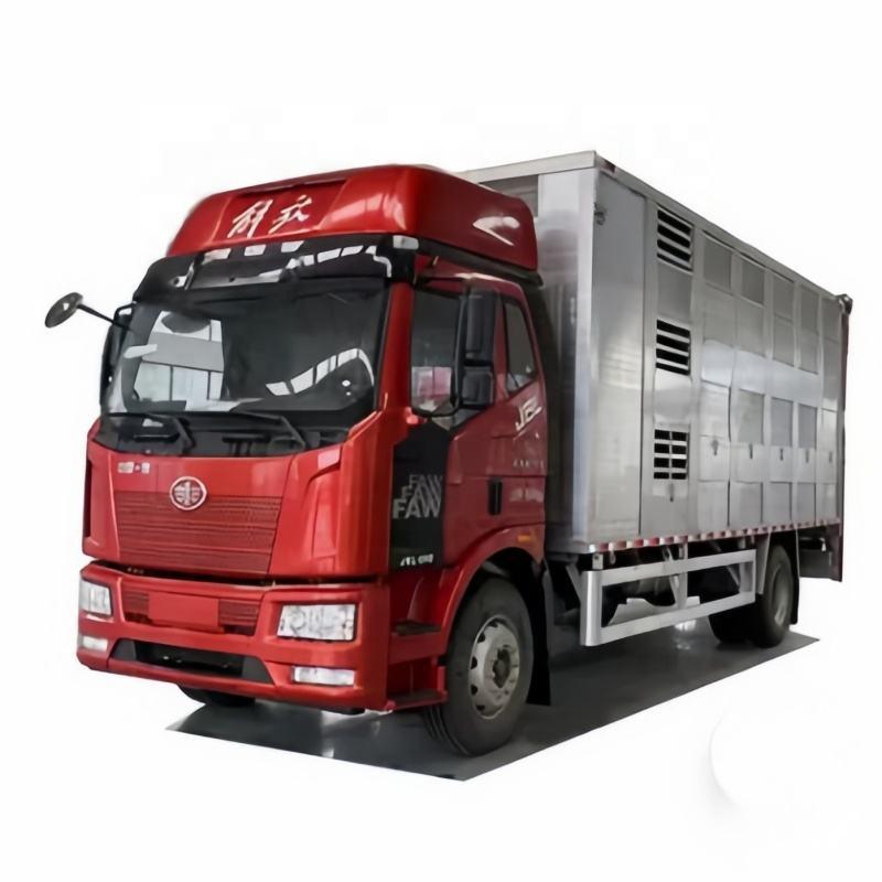 Treiler Pengangkutan Ternak FAW 4 * 2 4 * 4 6.8 M Van Farm Trak Pengangkutan Ayam Dengan Fungsi Angk
